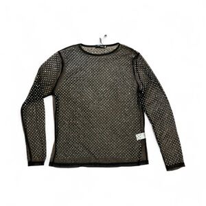 Talent Black Sheer Long Sleeve Top with Crystals NWT